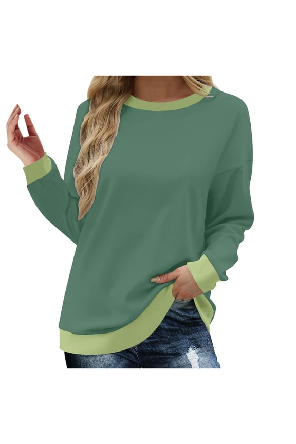 Fall Long Sleeves Tops for Womens Casual Round Neck Pullover Fashion Shirts Comfy Loose Basic Blouses