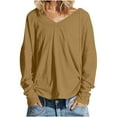 thumbnail image 1 of GigrtiJin Long Sleeves V Neck Sweatshirts for Womens Casual Comfy Loose Solid Color Going out Pullover Tops, 1 of 9