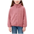 thumbnail image 1 of GigrtiJin 2T-12T Girls Fleece Lined Coats Long Sleeve Collared Coat Winter Warm Casual Zip up Going Out Coat with Pockets, 1 of 7