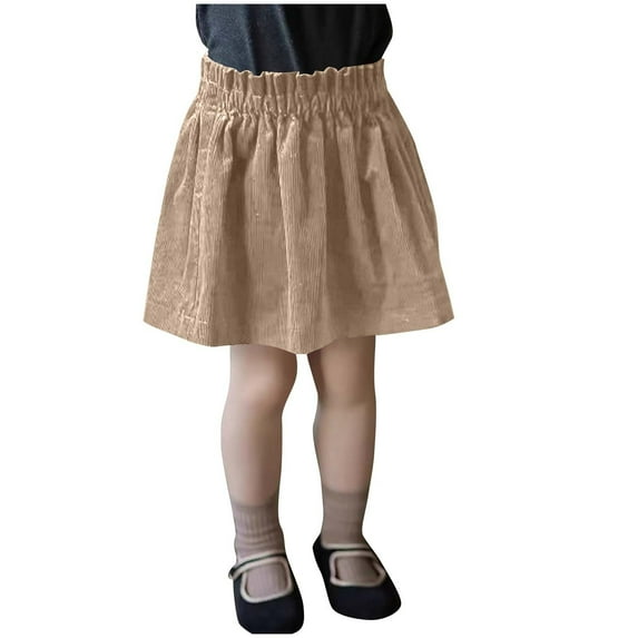 GigrtiJin 3-13 Years Toddler Girls Corduroy Skirt Solid Color Elastic Waisted Puff Skirt Cute Thermal Half Skirt for Teenagers