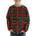 thumbnail image 1 of GigrtiJin 3-14 Years Children Christmas Shirt Plaid Printed Unisex Crew Neck Long Sleeve Blouse Trendy Casual Top, 1 of 7