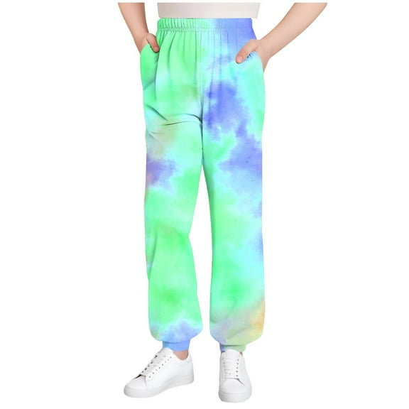 GigrtiJin 3-15 Years Toddler Children Sweatpants Tie Dye Printed Elastic Waisted Bottom Cinch Sport Pants with Pocket