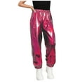 thumbnail image 1 of GigrtiJin 3-16 Years Boys Girls Teens Shiny Pants Solid Color Elastic Waisted Straight Leg Cinch Bottom Performance Pants, 1 of 5