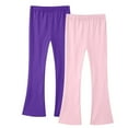 thumbnail image 1 of GigrtiJin 3-16 Years Multipack Cotton Flared Pants for Girls Teens Solid Color Elastic Waisted Straight Leg Slim Pants 2 Pack, 1 of 2