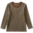 thumbnail image 1 of GigrtiJin 3-17 Years Kid Teenager's Casual Shirt Striped Round Neck Long Sleeve Blouse Trendy Lightweight Tops, 1 of 2