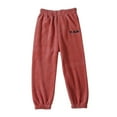 thumbnail image 1 of GigrtiJin 3-7 Years Toddler Little Kids Fleece Pants Solid Color Elasic Waisted Cinch&nbsp;Bottom Pants Fall Winter Thermal Pants, 1 of 2