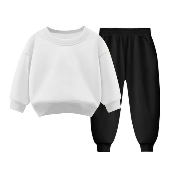 GigrtiJin 3-9 Years Athletic Outfits for Toddler Kids Solid Color Crew Neck Long Sleeve Sweatshirt Elastic Waisted Sweatpants