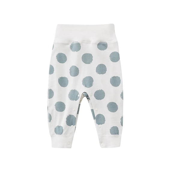 GigrtiJin 3 Months-3 Years Newborn Baby Cotton Pants Polk Dot Printed High Rise Snap Button Protection Cinch Bottom Pants for Infant