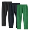 thumbnail image 1 of GigrtiJin 3 Pack 3-12 Years Toddler Kids Leggings Solid Color Elastic Waisted Straight Leg Base Long Pants Lightweight Athletic Pants, 1 of 7