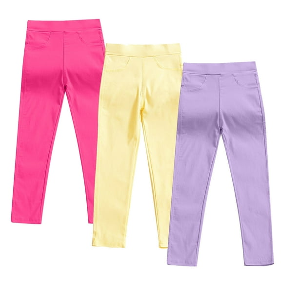 GigrtiJin 3 Pack Cotton Casual Pants for Boys Solid Color Straight Leg Suit Pants with Pocket Multipack 3-10 Years