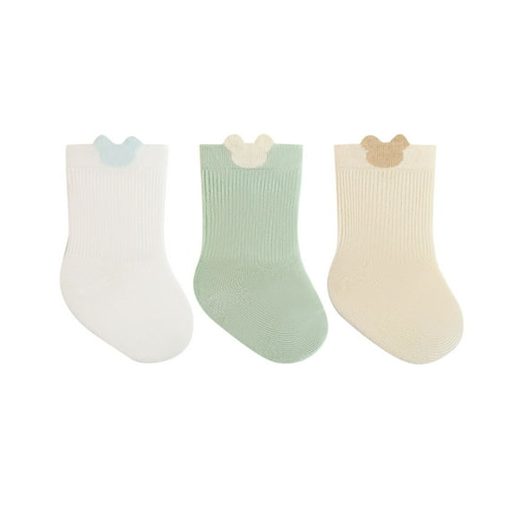 GigrtiJin 3 Pairs Cotton Socks for Preemie Newborn Toddler Solid Color Star Printed Ribbed Socks Baby Cute Socks 0-5 Years