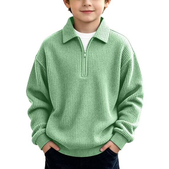 GigrtiJin 3T-14T Kids Quarter Zip Sweatshirts V Neck Collared Long Sleeve Sweatshirts Fall Winter Stretch Sweatshirts
