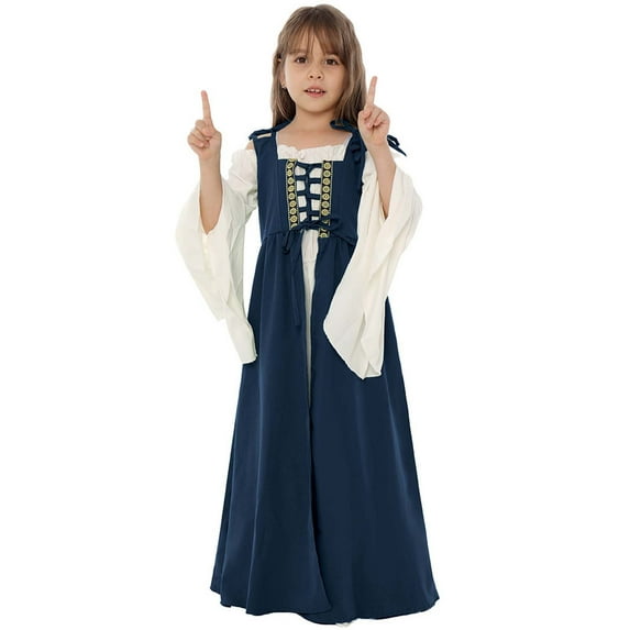 GigrtiJin 4-10 Years Girls Princess Dress Color Block Off Shoulder Flare Sleeve Ruffled Suspender Dress Trendy Casual Maxi Dress