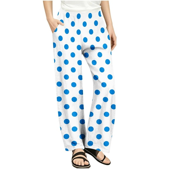 GigrtiJin 4-14 Years Kids Teens Causal Pants Polk Dot Printed Elastic Waisted Straight Leg Pants Trendy Sport Pants