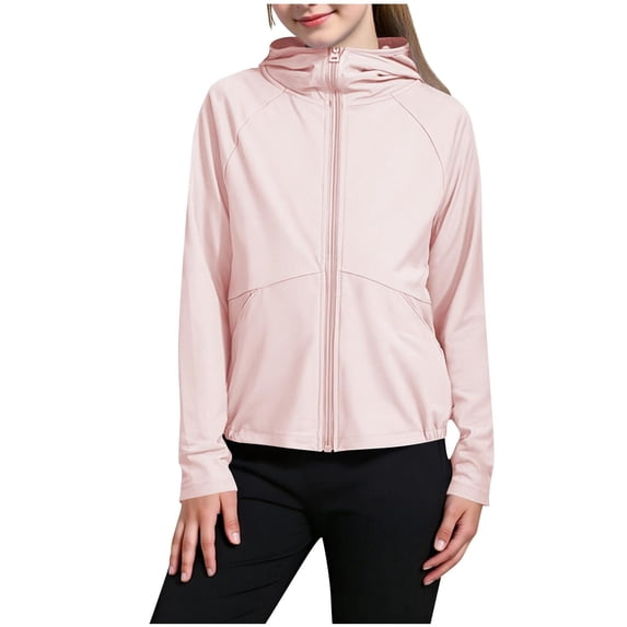 GigrtiJin 4T-15T Kids Sun Protection Shirts Long Sleeve Zip up Hoodie Girls Workout Thin Casual Biker Running Jackets
