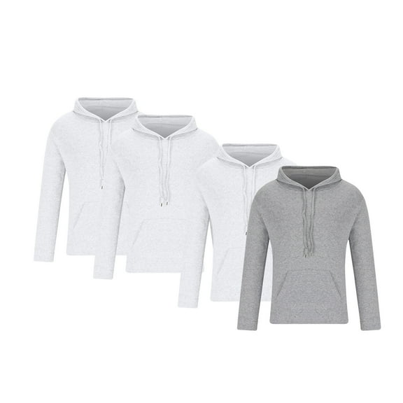 GigrtiJin 4pc Men's Hooded Sweatshirts Pullover Long Sleeves Casual Hoodies Solid Color Sweatshirt with Pocket