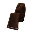 thumbnail image 1 of GigrtiJin 5-15 Years Corduroy Thermal Pants for Girls Teenagers Solid Color Elastic Waisted Thick Wide Leg Pants with Pocket, 1 of 7