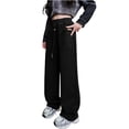 thumbnail image 1 of GigrtiJin 5-15 Years Girls Children's Sweatpants Solid Color Elatic Waisted Drawstring Long Pants with Pocket Casual Athletic Pants, 1 of 7