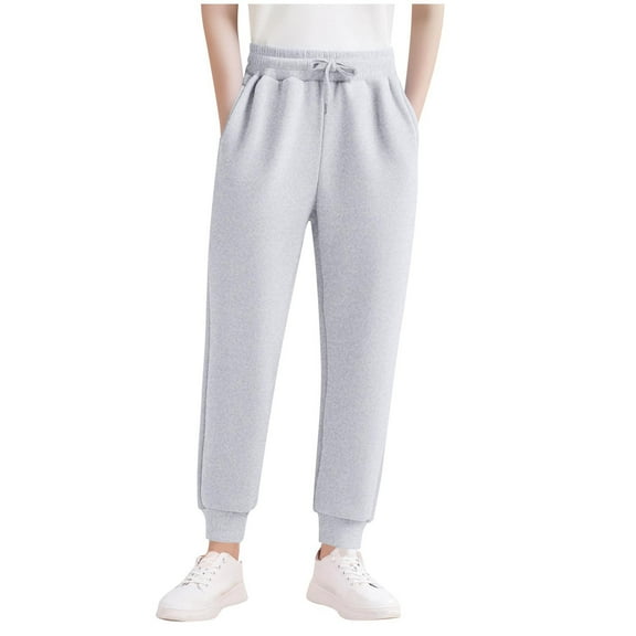GigrtiJin 5-16 Years Kids Cotton Sweatpants Solid Color Elastic Waisted Drawstring Bottom Cinch Jogger Athletic Pants with Pocket