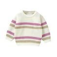 thumbnail image 1 of GigrtiJin 6 Months-3 Years Newborn Infant Knitted Sweater Striped Round Neck Long Sleeve Pullover Cotton Shirt for Babys, 1 of 2