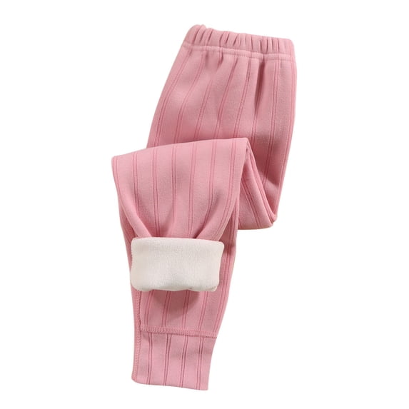 GigrtiJin 7-16 Years Big Kids Teens Ribbed Fleece Pants Solid Color Elastic Waisted Straight Leg Pants Thermal Leggings