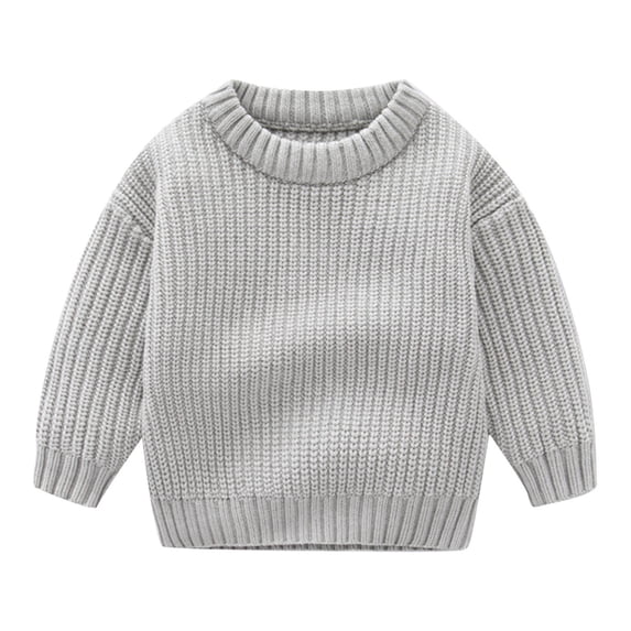 GigrtiJin Baby Boys Girls Winter Thick Sweater Plus Size Long Sleeve Crewneck Solid Color Cute Warm Sweaters Tops