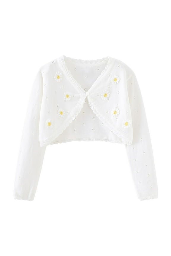 Baby Girls Knit Cardigan Sweaters Childrens Long Sleeve Sweater Shawl Cover up Casual Comfy Jacket Coat