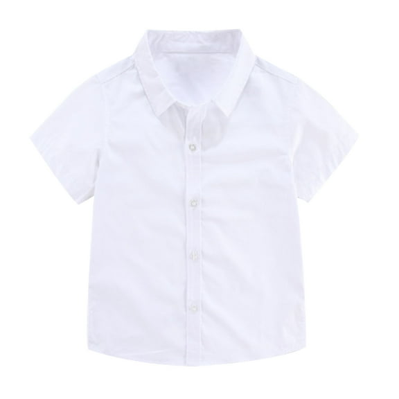 GigrtiJin Baby Toddler and Children Cotton Shirt Short Sleeve Turndown Collar Bow Tie Button Down Blouse Tops 2-15 Years