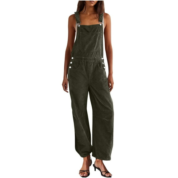 GigrtiJin Baggy Corduroy Overall for Women Loose Wide Leg Jumpsuit Barrel Pant Cute Adjustable Bib Overalls with Pocket