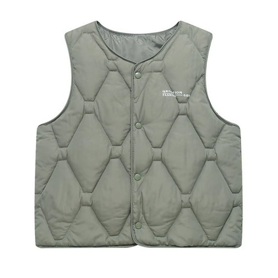GigrtiJin Big Children's Puffer Down Vest Solid Color Sleeveless V Neck Button Waistcoat Lightweight Base Casual Gilets 7-15 Years