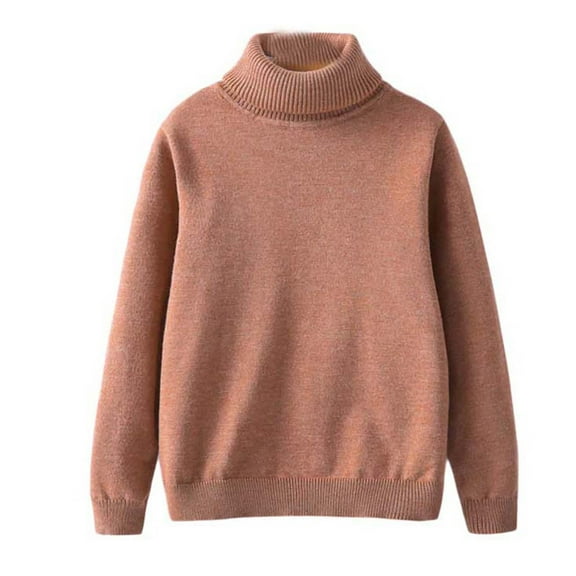 GigrtiJin Boy's Sweater Solid Color Turtleneck Long Sleeve Basic Blouse School Thermal Tops 2-14 Years Old