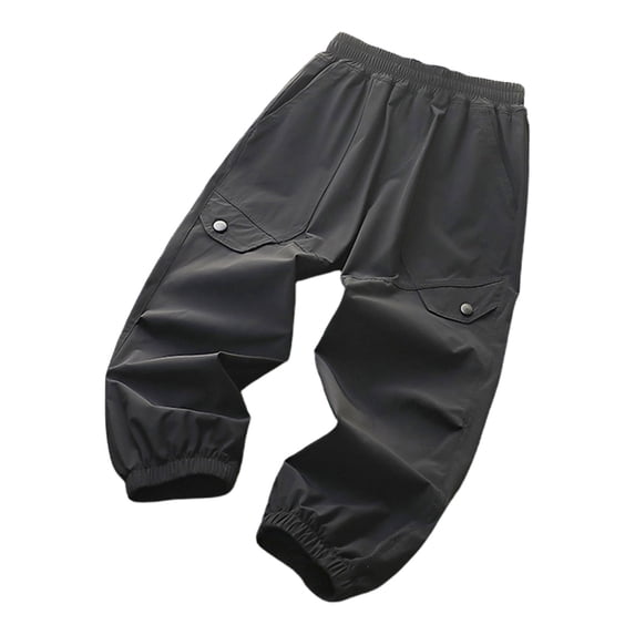 GigrtiJin Boy's Teenager's Outdoor Sport Pants Solid Color Elastic Waisted Cinch Bottom Casual Pants with Pocket 5-16 Years