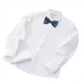thumbnail image 1 of GigrtiJin Boy's and Girl's Cotton Blouse Lapel Long Sleeve Button Bow Tie Preppy White Shirt Trendy Casual Tops 2-16 Years, 1 of 3
