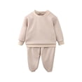 thumbnail image 1 of GigrtiJin Boys Girls Cotton Outfits Solid Color Quilted Sweatshirt Cinch Bottom Sweatpants Sport Casual Set for Toddler 2-12 Years, 1 of 5