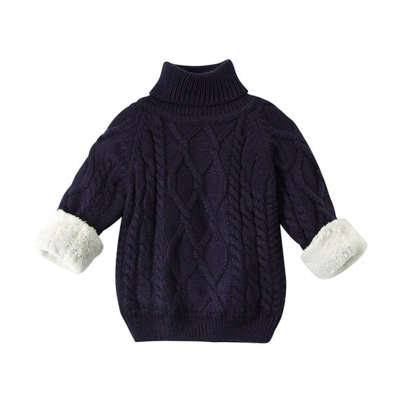 GigrtiJin Boys Girls Plus Size Turtleneck Sweater Toddler Kids Thickening Warm Long Sleeved Knit Pullover Sweaters Tops