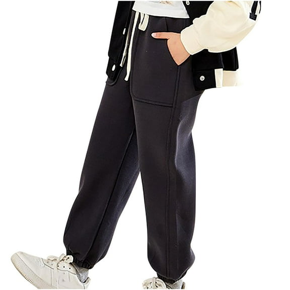 GigrtiJin Boys Girls Teens Trendy Sweatpants Solid Color Elastic Waisted Cinch Bottom Athletic Pants with Pocket 4-16 Years