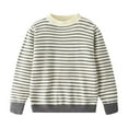 thumbnail image 1 of GigrtiJin Boys and Girls Cotton Tops Crew Neck Long Sleeve Base Striped Sweater Thermal Knitted Blouse for Kids 4-14 Years, 1 of 3