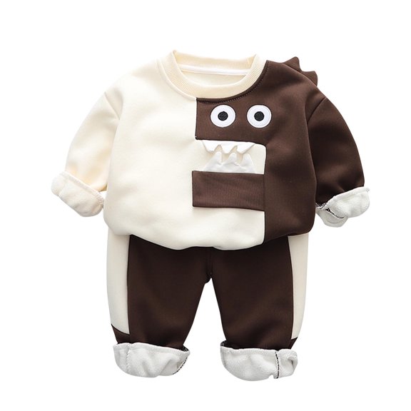 GigrtiJin Boys and Girls Two-Piece Sets Round Neck Long Sleeve Sweatshirts and Sweatpants Warm Thickened Outfit