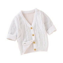 GigrtiJin Cardigan Crochet Sweater for Preemie Newborn Baby Solid Color Cable Knitted Long Sleeve Button Cotton Blouse 0-18 Months