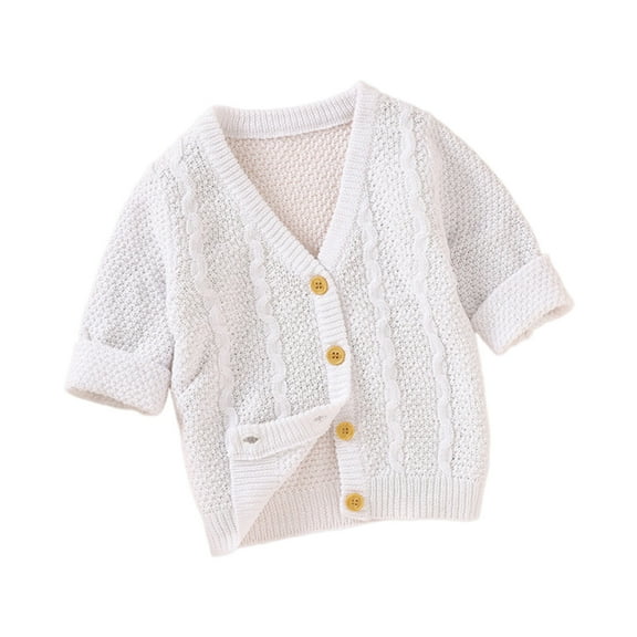 GigrtiJin Cardigan Crochet Sweater for Preemie Newborn Baby Solid Color Cable Knitted Long Sleeve Button Cotton Blouse 0-18 Months