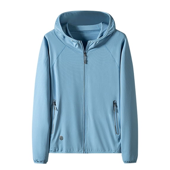 GigrtiJin Casual Full Zip Cotton Hoodies for Men Solid Color Hooded Long Sleeve Sun Protection Sweatshirt with Pocket Baggy Sport Jacket