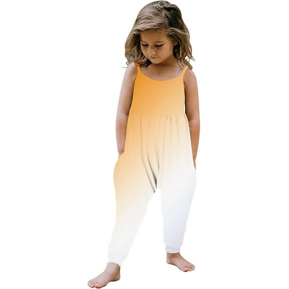 GigrtiJin Casual Jumpsuit for Infant Toddler Gradient Color Suspenders Sleeveless Straight Leg Romper Trendy Cute Outfits 1-6 Years
