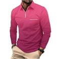thumbnail image 1 of GigrtiJin Casual Long Sleeve Shirts for Men Long Sleeve Zipper Golf T-Shirt Gradient Color Basic Tees Pullover Tops, 1 of 5