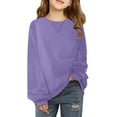 thumbnail image 1 of GigrtiJin Children Oversized Fleece Lining Sweatshirt Long Sleeve Crewneck Solid Color Casual Hoodless Pullover Top, 1 of 6