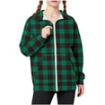thumbnail image 1 of GigrtiJin Children Teens Casual Blouse Plaid Printed Lapel Zip Up Long Sleeve Tops with Pocket Trendy Sport Tunic 5-15 Years, 1 of 6