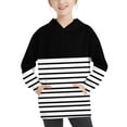 thumbnail image 1 of GigrtiJin Children's Casual Striped Hooded Sweatshirt Long Sleeve Oversized Pullover Top Color Block Casual Fall Hoodies, 1 of 6