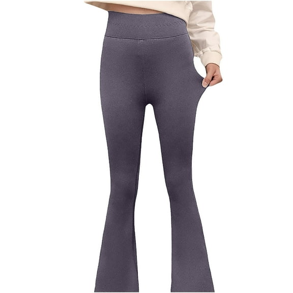 GigrtiJin Children's Flare Pants Solid Color High Waist Slim Leggings Girls Casual Athletic Versatile Long Pants