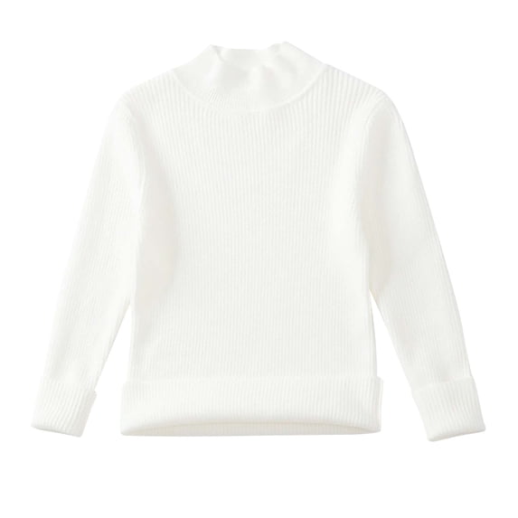 GigrtiJin Children's Knit Sweater Mock Neck Long Sleeve Sweaters Tops Solid Color Casual Cotton Bottoming Blouse