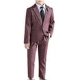 thumbnail image 1 of GigrtiJin Children's Suit Outfits Solid Color Lapel Button Long Sleeve Tops Elastic Waisted Pocket Pants with Tie 2-11 Years, 1 of 4