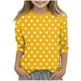 thumbnail image 1 of GigrtiJin Childrens 3/4 Sleeve Polka Dots Tops Fashion Round Neck Casual Shirts Lightweight Loose Basic Blouses, 1 of 5